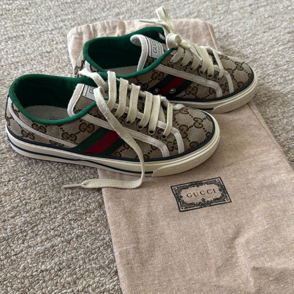 Gucci Tennis 1977 Gg Canvas Sneakers With Green And Red Stripes